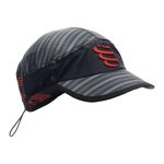 Boné Compressport Pro Racing Preto e Cinza com Detalhes Vermelhos