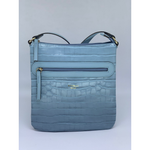 Bolsa Feminina Couro Croco Azul