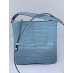 Bolsa Feminina Couro Croco Azul