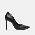 Scarpin Couro Salto Alto Fino Preto