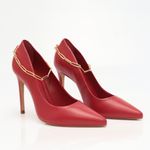 Scarpin Couro Salto Alto Fino Vermelho Cherry Night