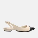 Sapatilha Couro Slingback Off White Preto