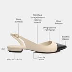 Sapatilha Couro Slingback Off White Preto