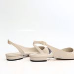 Sapatilha Couro Slingback Off White Preto