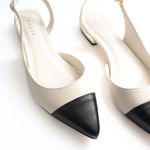 Sapatilha Couro Slingback Off White Preto