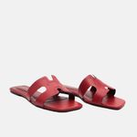 Rasteira H Couro Vermelho Cherry Night
