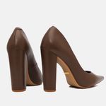 Scarpin Couro Premium Salto Bloco Alto Marrom Cacau