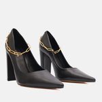 Scarpin Couro Premium Salto Bloco Alto Preto
