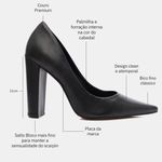 Scarpin Couro Premium Salto Bloco Alto Preto