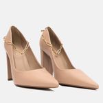 Scarpin Couro Premium Salto Bloco Alto Nude Toscana