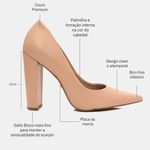 Scarpin Couro Premium Salto Bloco Alto Nude Toscana