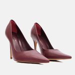 Scarpin Couro Premium Salto Alto Fino Vermelho Merlot