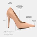 Scarpin Couro Premium Salto Alto Fino Nude Toscana