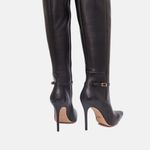 Bota Cano Longo Couro Premium Salto Alto Fino Preto