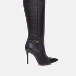 Bota Cano Longo Couro Premium Salto Alto Fino Preto