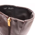Bota Cano Longo Couro Premium Salto Alto Fino Marrom Cacau