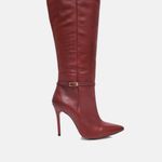Bota Cano Longo Couro Premium Salto Alto Fino Vermelho Merlot