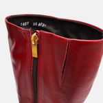 Bota Cano Longo Couro Premium Salto Alto Fino Vermelho Merlot