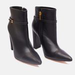 Bota Couro Premium Salto Bloco Alto Preto