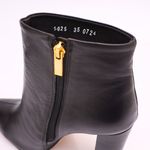 Bota Couro Premium Salto Bloco Alto Preto