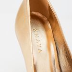 Scarpin Couro Metalizado Salto Alto Fino Gold
