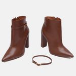 Bota Couro Premium Salto Bloco Alto Café