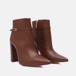Bota Couro Premium Salto Bloco Alto Café
