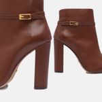 Bota Couro Premium Salto Bloco Alto Café