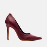 Scarpin Couro Premium Salto Alto Fino Vermelho Merlot