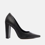 Scarpin Couro Premium Salto Bloco Alto Preto