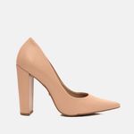 Scarpin Couro Premium Salto Bloco Alto Nude Toscana