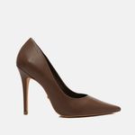 Scarpin Couro Premium Salto Alto Fino Marrom Cacau