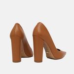 Scarpin Couro Premium Salto Bloco Alto Caramelo Caribe