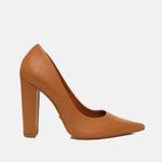 Scarpin Couro Premium Salto Bloco Alto Caramelo Caribe