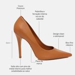 Scarpin Couro Premium Salto Alto Fino Caramelo Caribe