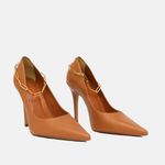 Scarpin Couro Premium Salto Alto Fino Caramelo Caribe