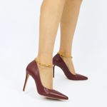 Scarpin Couro Premium Salto Alto Fino Vermelho Merlot