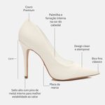 Scarpin Couro Premium Salto Alto Fino Branco