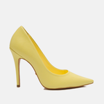 Scarpin Couro Premium Salto Alto Fino Amarelo  Manteiga