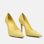 Scarpin Couro Premium Salto Alto Fino Amarelo  Manteiga