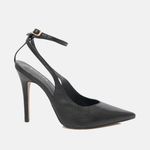 Scarpin SlingBack Couro Premium Salto Alto Fino Preto