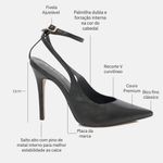 Scarpin SlingBack Couro Premium Salto Alto Fino Preto