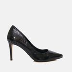 Scarpin Couro Verniz Salto Médio Fino Preto