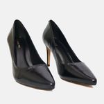Scarpin Couro Verniz Salto Médio Fino Preto