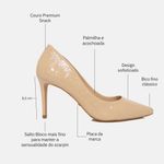 Scarpin Couro Verniz Salto Médio Fino Nude