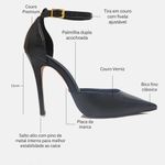 Scarpin Couro Premium Glam Verniz Salto Alto Fino Preto