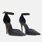 Scarpin Couro Premium Glam Verniz Salto Alto Fino Preto