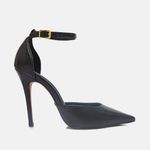 Scarpin Couro Premium Glam Verniz Salto Alto Fino Preto