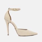 Scarpin Couro Premium Glam Verniz Salto Alto Fino Off White