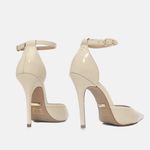 Scarpin Couro Premium Glam Verniz Salto Alto Fino Off White